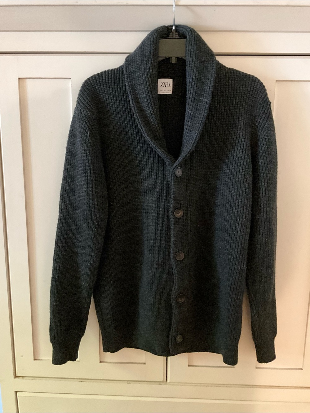 SzL Zara Shawl Collar Button-Up Cardigan - Dark Charcoal